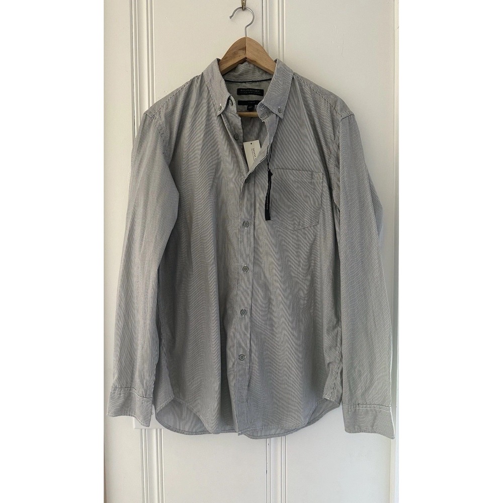 Banana Republic Custom 078 Wash Shirt Mens M Slim Fit Gray Stripe Cotton